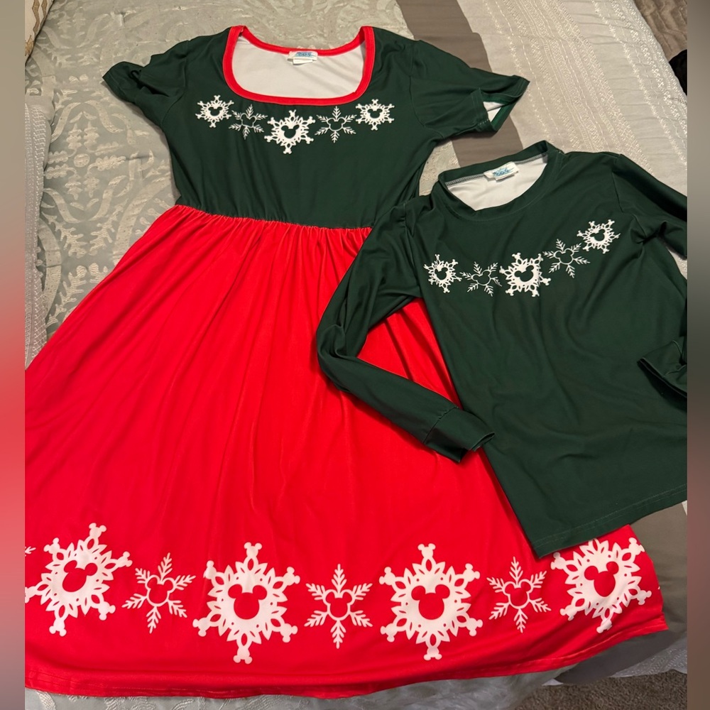 Disney Themed Holiday Women’s Dress & Matching Child Top